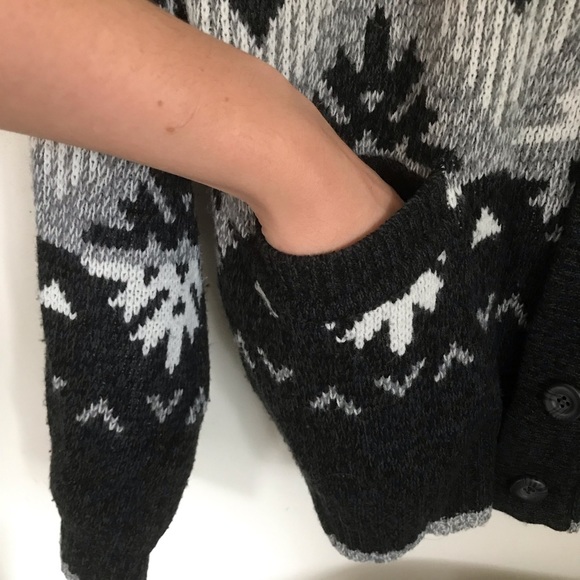 Botany Bay Traders Sz XL Knit Oversized Button Up V Neckline Winter Snowflake - Picture 5 of 10